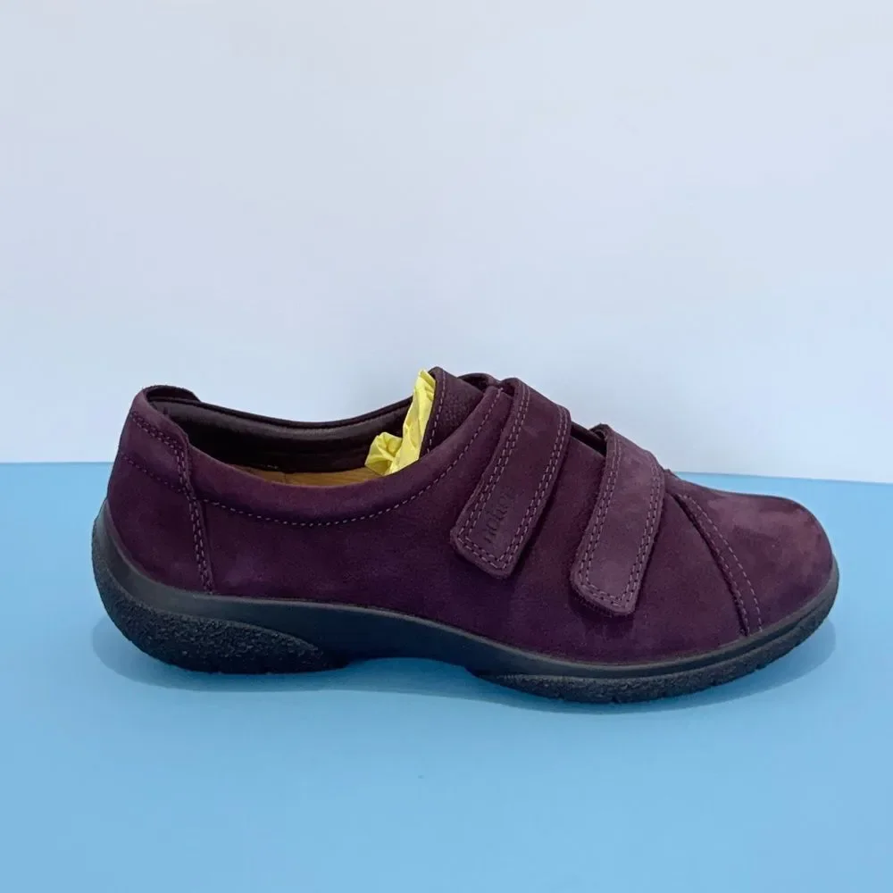 HOTTER Double Adjustable Strap Shoes – Purple & Leather, Size 6